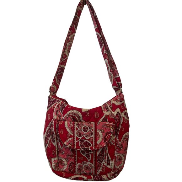 Vera Bradley Rosie Posie zippered crossbody bag in red/pink; retired pattern - Picture 1 of 16